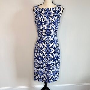 Samantha Sung Blue and White Midi Dress